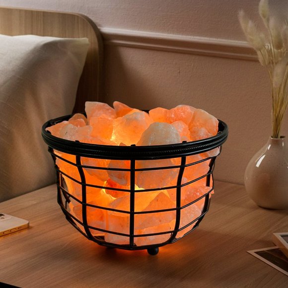 Himalayan Pink salt lamp with Metal Casing- Dimmer switch- Unique gift idea - Picture 2 of 3